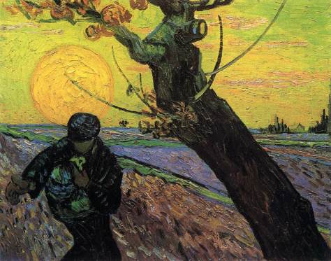 The Sower by Vincent Van Gogh, November 1888, Oil on canvas 64 x 80.5 cm, Rijksmuseum Vincent Van Gogh, Amsterdam.