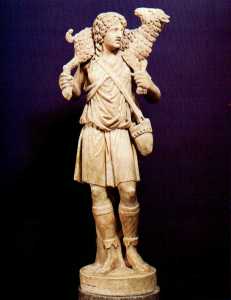 Good Shepherd, early Christian sculpture, ca. 300 AD, marble, 92cm, Vatican Museum, Rome.