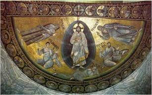 Transfiguration mosaic in apse of St. Catherine's Monastery, ca. 565 AD.