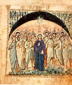 Pentecost, Folio 14v of the Rabbula Gospels, ca 586, 34 x 27 cm, Biblioteca Mediceo Laurenziana, Florence.