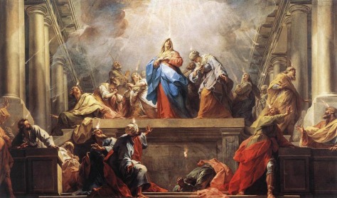 Pentecost, Jean II Restout,  1732 oil on canvas 465 x 778 cm, Louvre, Paris.