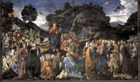 Sermon on the Mount by Cosimo Rosselli, 1481-82, Fresco, 349 x 570 cm Sistine Chapel, Vatican.