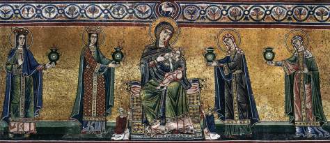 Madonna Lactans Enthroned, mosaic, 1290-1310, Santa Maria Trastevere, Rome