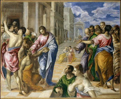 Christ Healing the Blind, El Greco (Domeniko1570s Theotokopoulos), 47 x 57 1/2 in. (119.4 x 146.1 cm), Metropolitan Museum of Art, New York