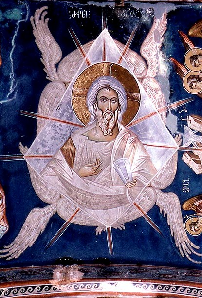 The Ancient of Days. A fresco by Damiane from Ubisi, Georgia, 14th century