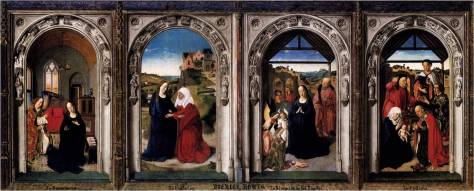 Polyptych of the Virgin’s Life, Dieric Bouts (Flemish), Ca. 1445, Museo del Prado, Madrid 