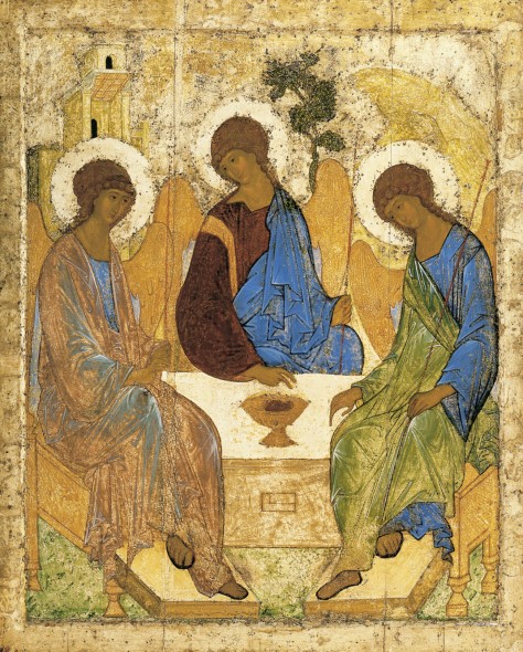 Trinity, Andrei Rublev early 15th c. , tempera, Tretyakov Gallery, Moscow